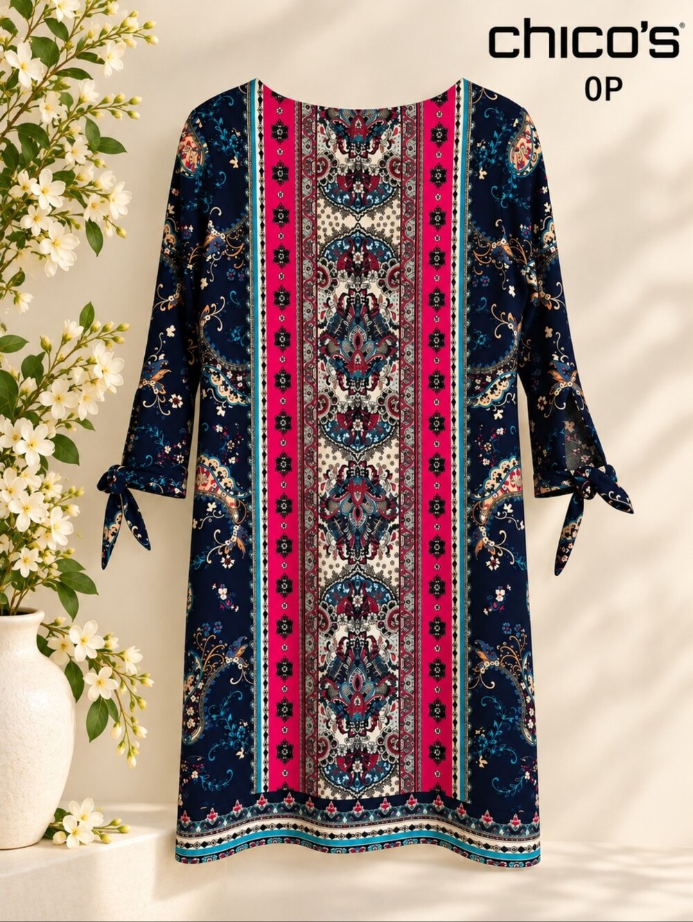 EUC Chico's Beautiful Floral Print Shift Dress, Size 0P